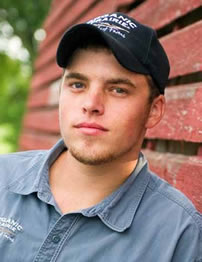 Young farmer James Frantzen founder of Riverside Feeds